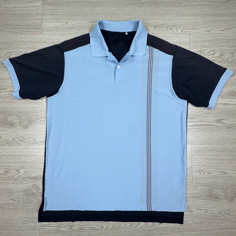 Adidas Mens Polo Shirt ClimaCool Colorblock Pinstripe Blue Navy Large(?)